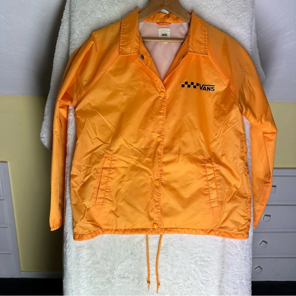 Vans Thanks Coach Jacket Windbreaker Women’s M  Yellow Checkerboard Waterproof - Picture 2 of 7
